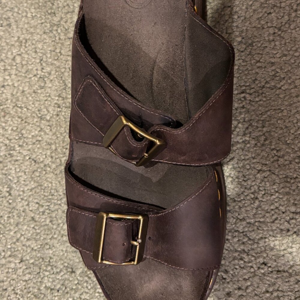 Dr Martens Sandals Shoes Men's Size 10 Brown Suede Double Buckle Slide AirWair